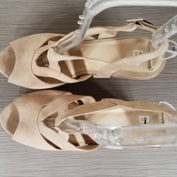 bp. Sunny Wedge Platform Sandal, Blush Faux Suede, Womens Size 8 M - Picture 10 of 12